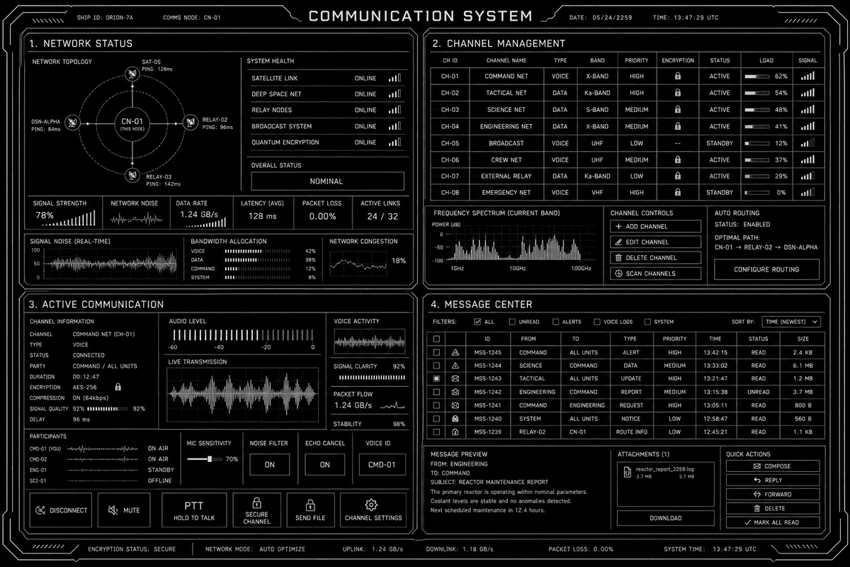 Communications Wireframe