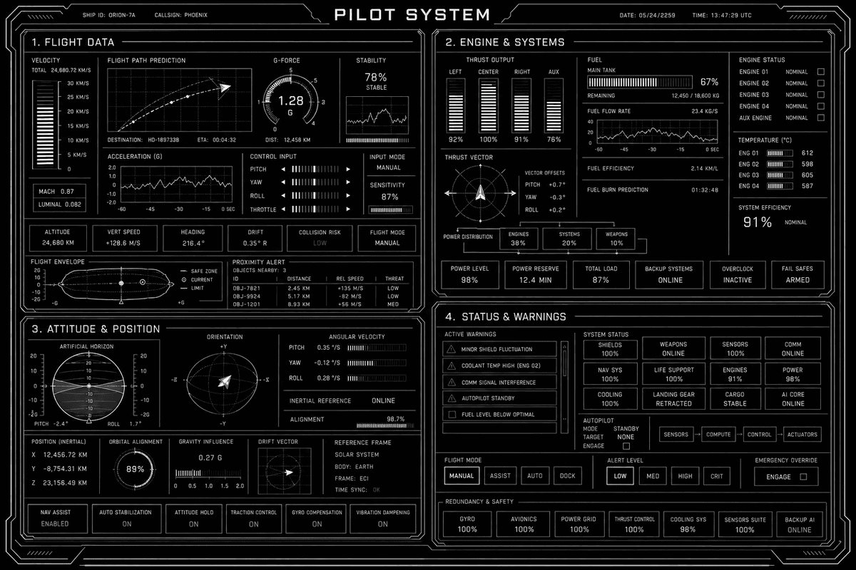 Pilot Cockpit Wireframe